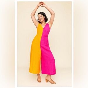 MIXED by NASRIN Colorblock Linen Jumpsuit - NWT! - Medium